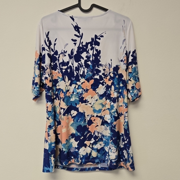 Preston & York Floral Top Blue Peach L - Picture 2 of 6